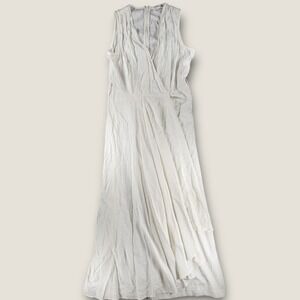 Calvin Klein Jumpsuit Womens 4 White Textured Wide Leg Sleeveless Surplice READ